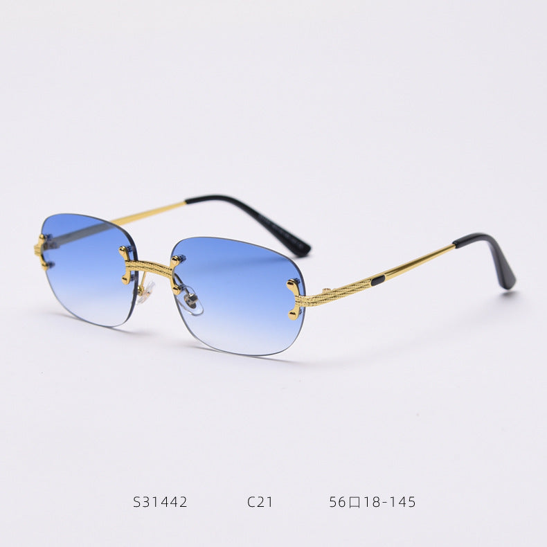 Cross-Border Metal Frameless Square New Sunglasses Punk Personality Street Shooting Small Glasses Sunglasses Men