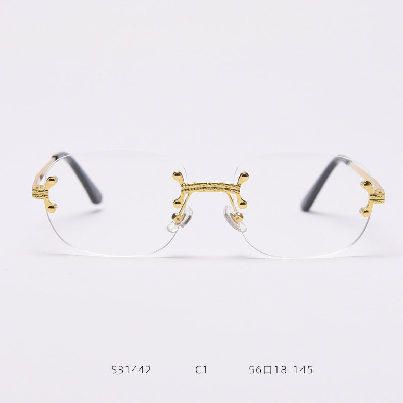 Cross-Border Metal Frameless Square New Sunglasses Punk Personality Street Shooting Small Glasses Sunglasses Men