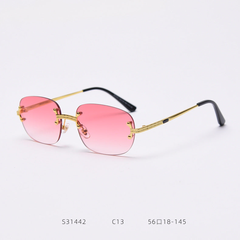 Cross-Border Metal Frameless Square New Sunglasses Punk Personality Street Shooting Small Glasses Sunglasses Men