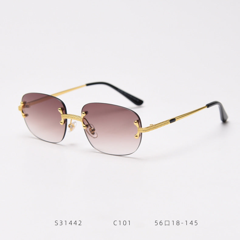 Cross-Border Metal Frameless Square New Sunglasses Punk Personality Street Shooting Small Glasses Sunglasses Men