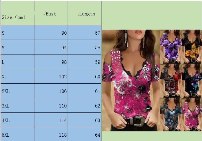 Top Summer Hot Sexy Print Short-sleeved T-shirt For Women