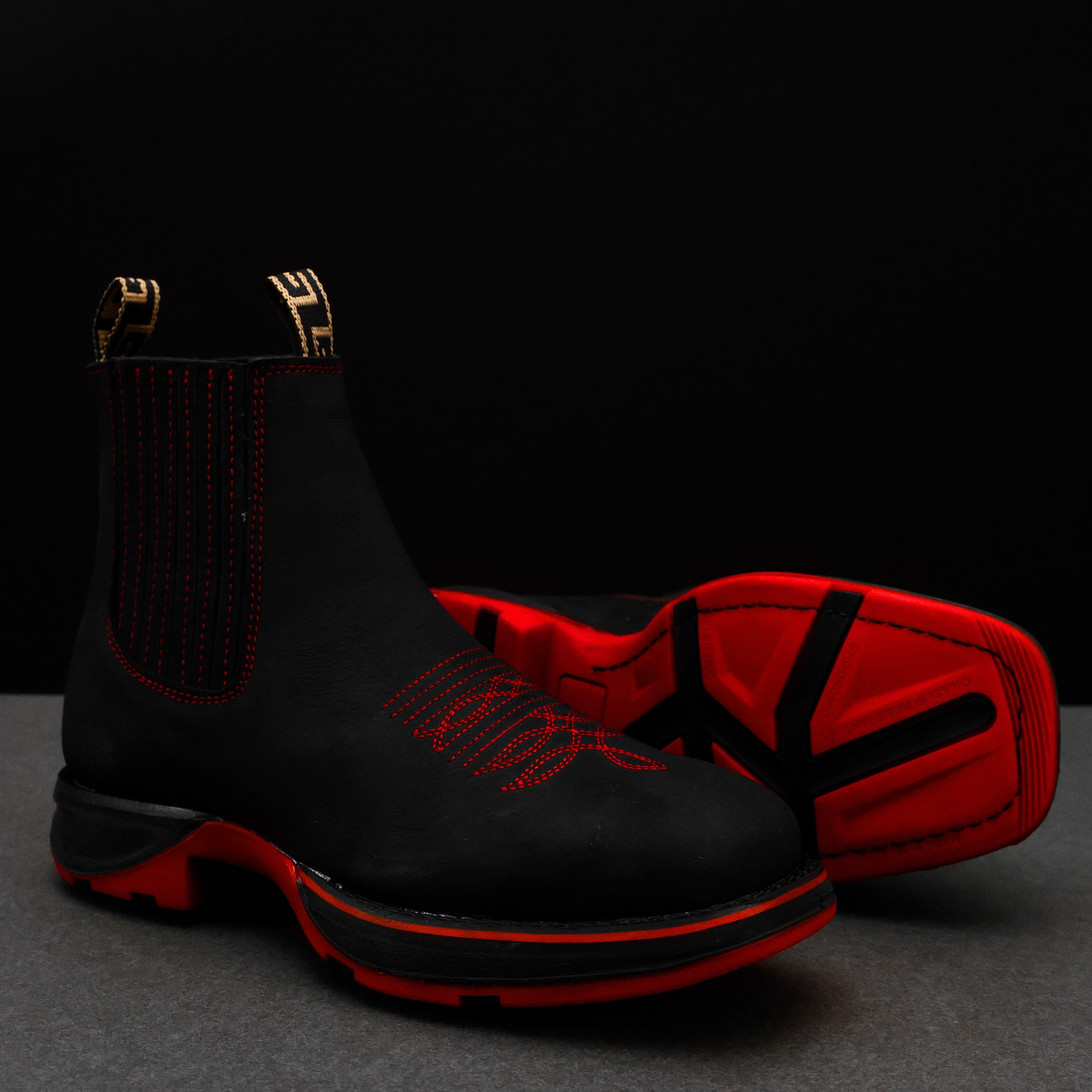 Black Leather Botin with Lightweight Soles - Square Toe
