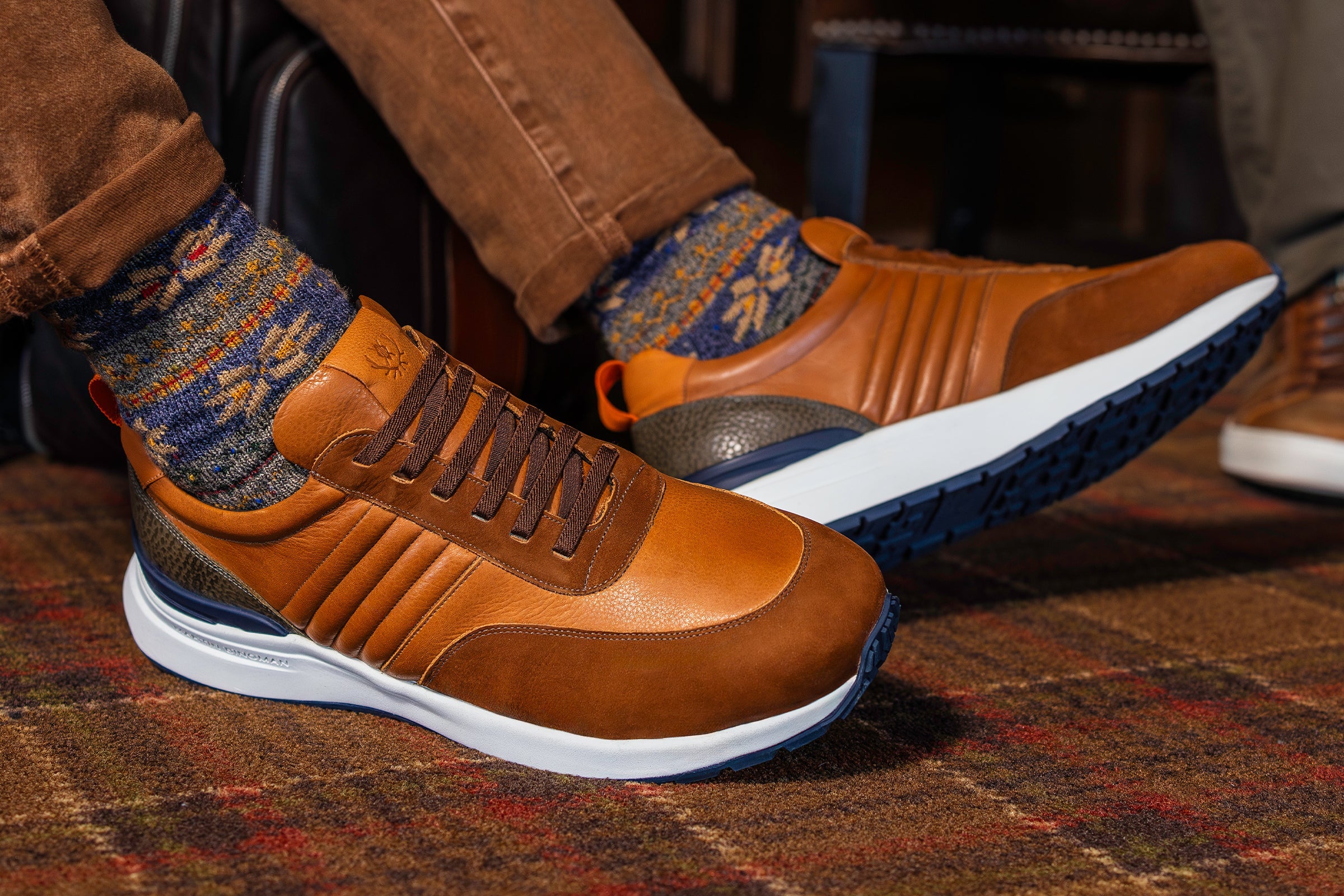 Dawson Saddle Leather Sneakers - Whiskey