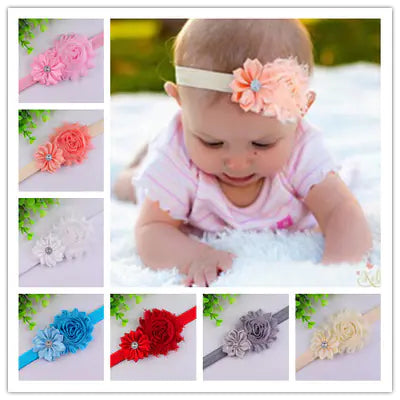 Baby Flower Headband Set with Multi-Angle Fabric Flowers