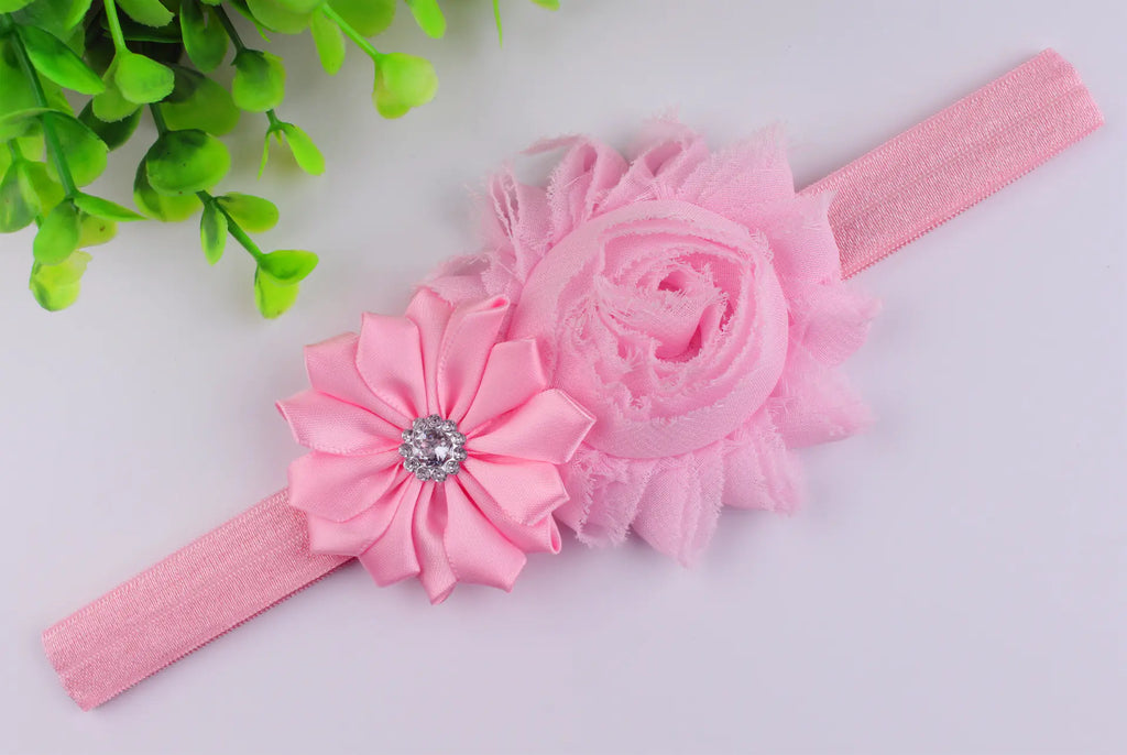 Baby Flower Headband Set with Multi-Angle Fabric Flowers